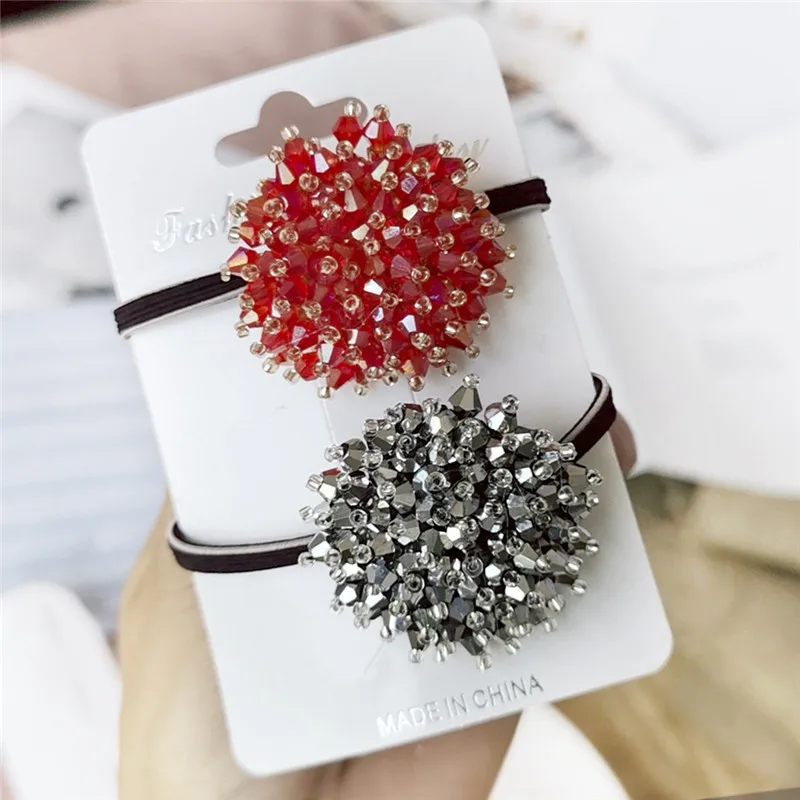 Женские резинки для волос ручной работы 2 шт./лот с кристаллами и жемчугом