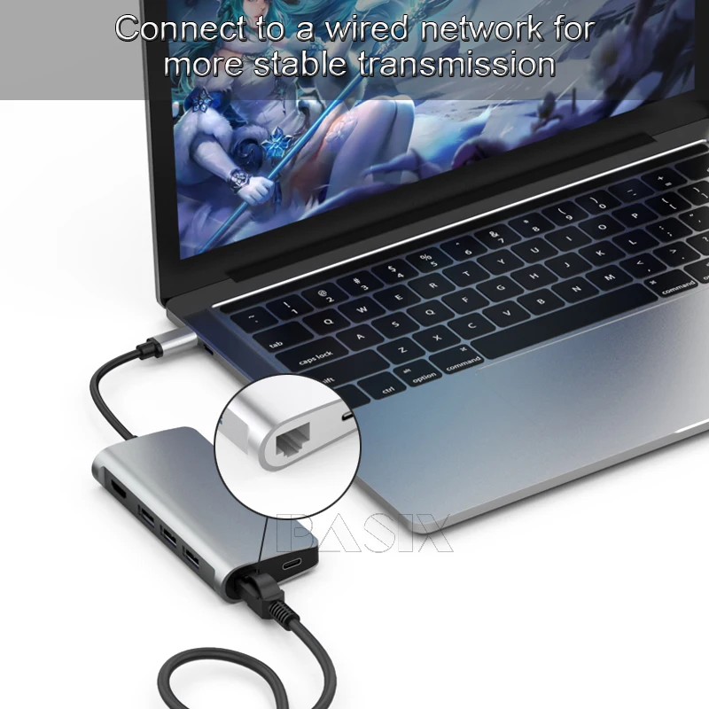 USB концентратор Basix с разъемами 3 1 типа C и HDMI/USB 0/RJ45/SD/TF/PD|USB-хабы| |