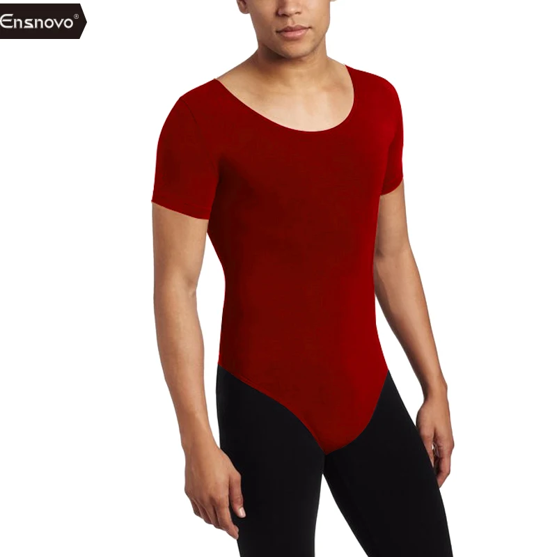 Burgundy Ensnovo, мужские гимнастические трико, балетные костюмы, лайкра, нейлон, на заказ, облегающая Одежда для танцев, боди, черные костюмы - Цвет: Burgundy