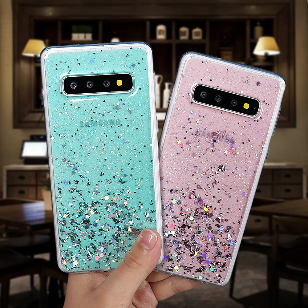 Чехол для телефона LOVECOM для samsung Galaxy Note 10 Pro 8 9 S10 Plus A50 A10 A20 милый Блестящий Мягкий эпоксидный прозрачный чехол на заднюю панель s