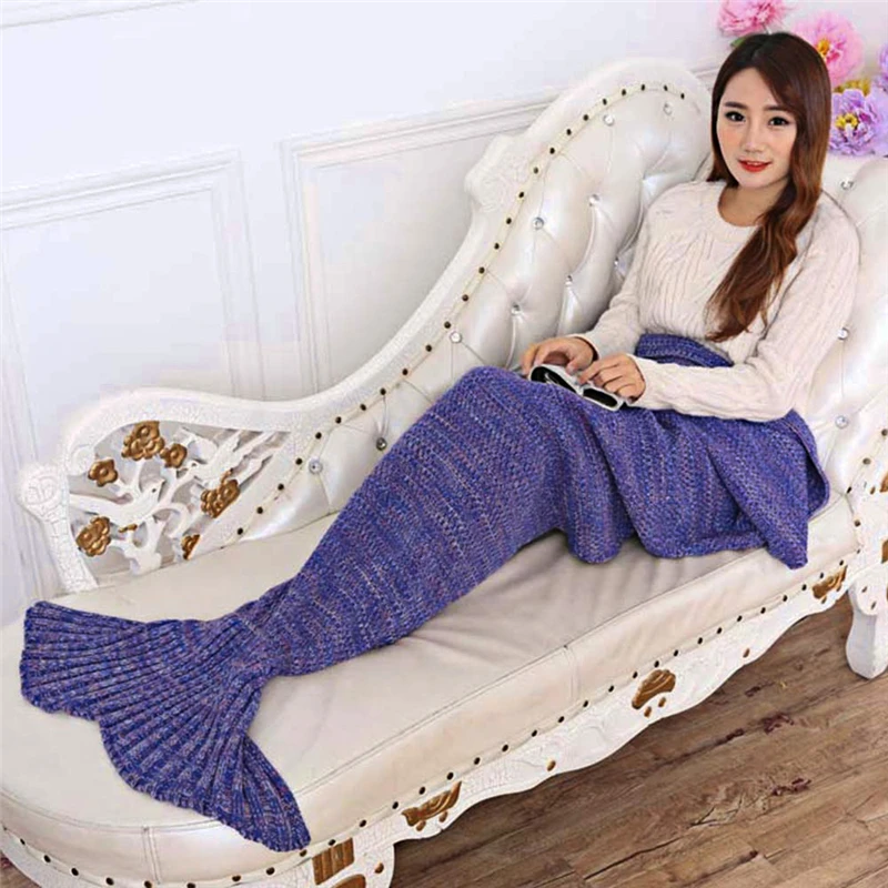 

Comfortable Lovely Mermaid Lazy Bag Adults Laybags Knitted Mermaid Tail nap Blanket Soft thermal Sleeping Bags gifts