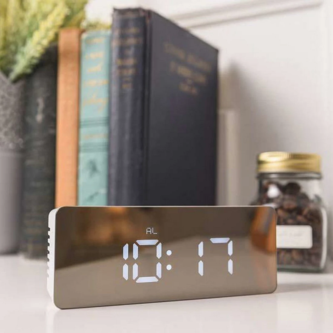 Rectangular mirror Светодиодный зеркальный Будильник Часы цифровые часы Повтор дисплей время ночной светодиодный светильник Настольный Будильник Despertador - Цвет: Rectangular mirror