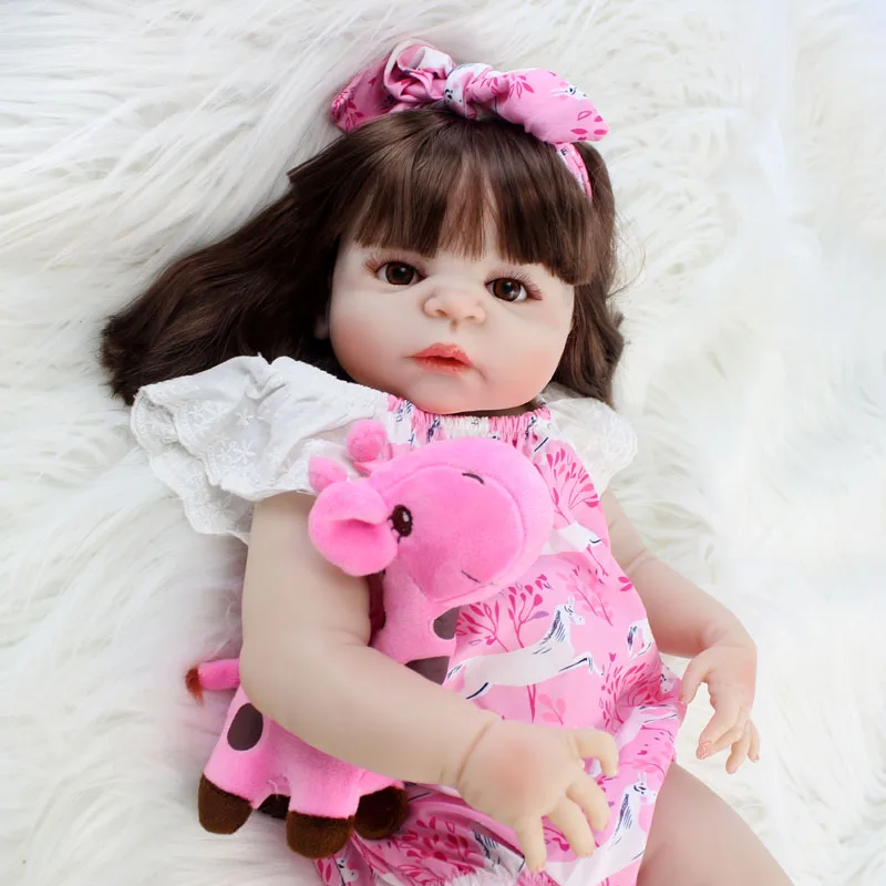 BZDOLL Lifelike 22&quot Full Body Silicone Reborn Baby Girl Doll Realistic Vinyl Newborn Babies Waterproof Bathe Toy Gifts | Игрушки и