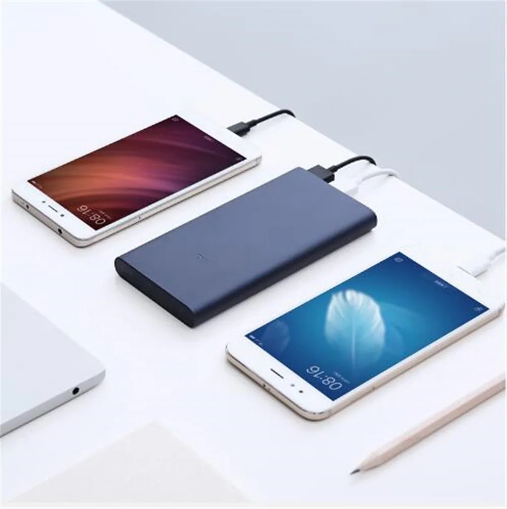 10000 мАч Xiaomi power Bank 2 Внешний аккумулятор 18 Вт Быстрая зарядка ультра тонкий для