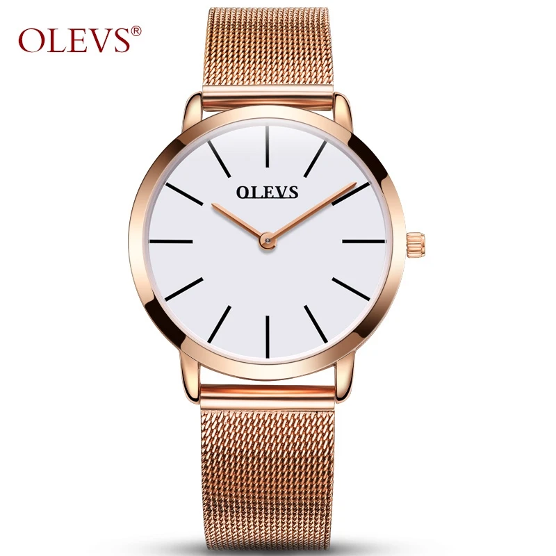 Женские часы из розового золота OLEVS оригинальные роскошные тонкие полностью