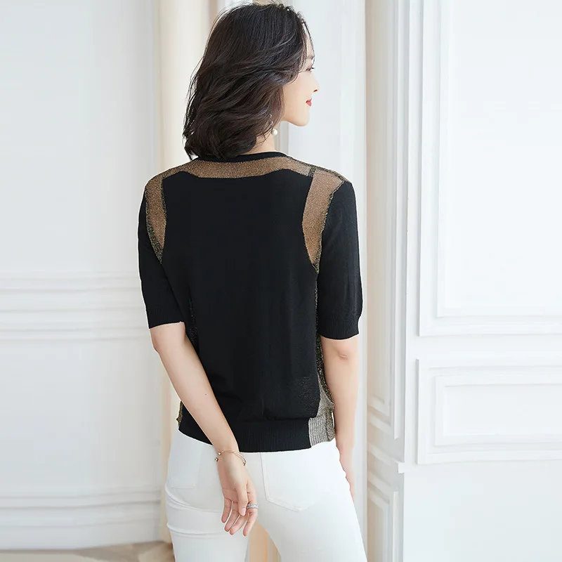 Suvance 2019 летний офисный Женский вязаный черный тонкий пуловер с круглым вырезом s-xl