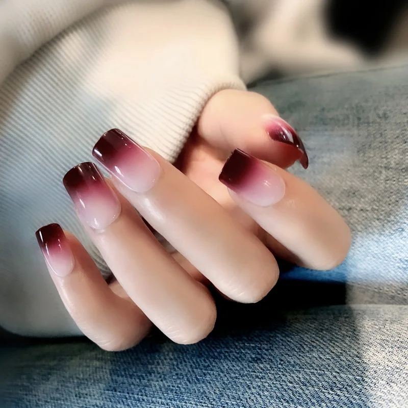 

new 24 Piece Boxed Gradient Long Fake Nails Finished Nail Patch SSwell