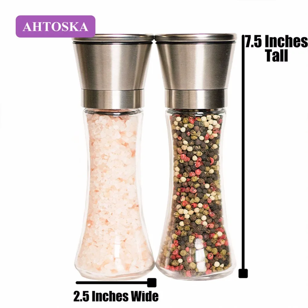 AHTOSKA 2Шт./лот Мельница Для Перца И Соли Шлифовальные Станки Из Нержавеющей Сталь С