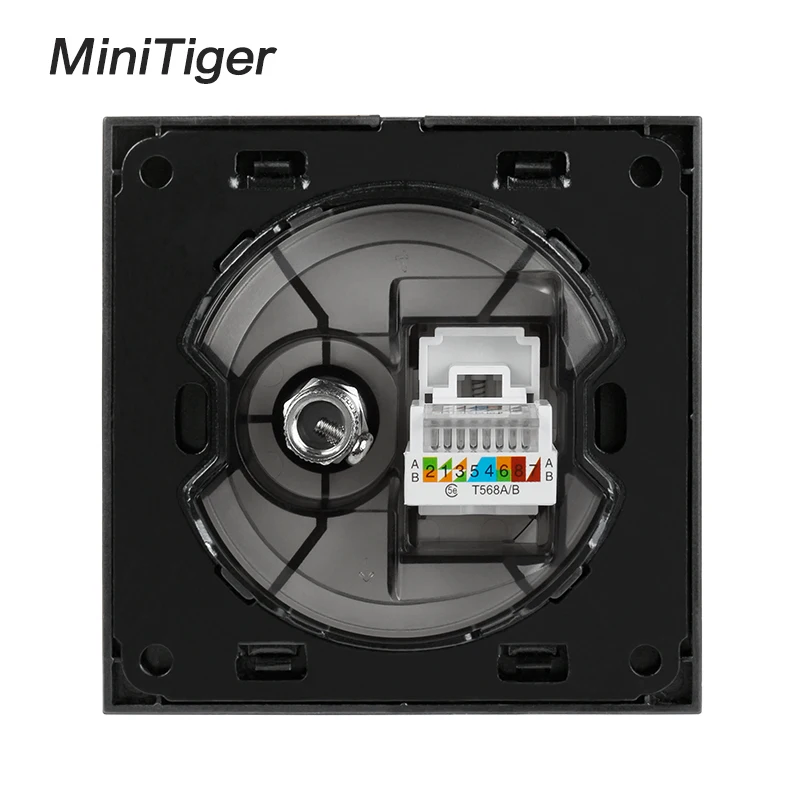 Minitiger Белый Роскошный Кристалл Закаленное стекло Панель RJ45 Интернет Джек с ТВ розетка настенные данные компьютерная розетка