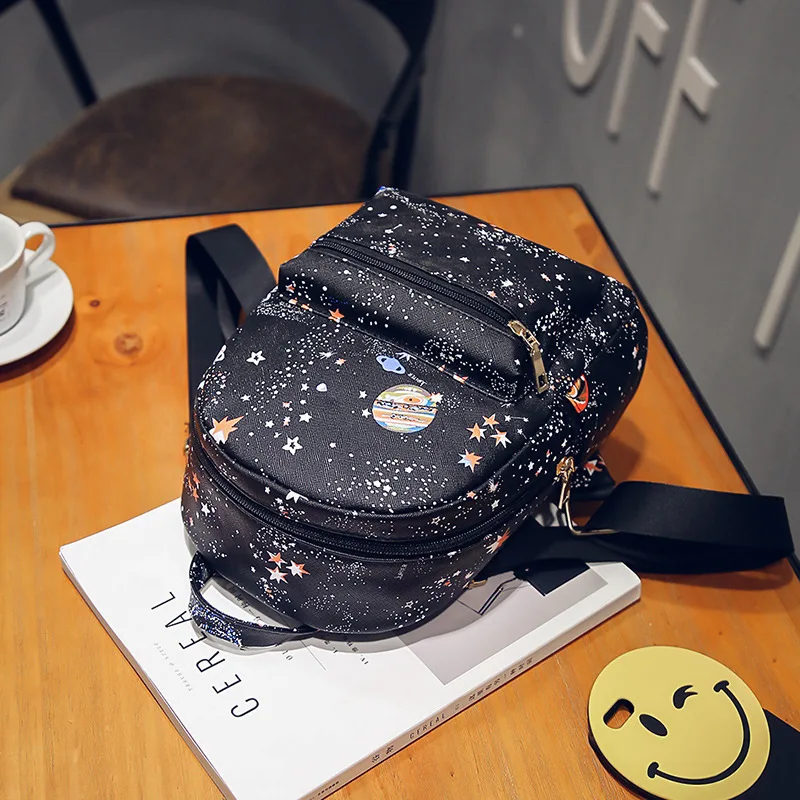 Женский кожаный рюкзак с принтом летающих птиц и звезд Mochila школьные сумки для