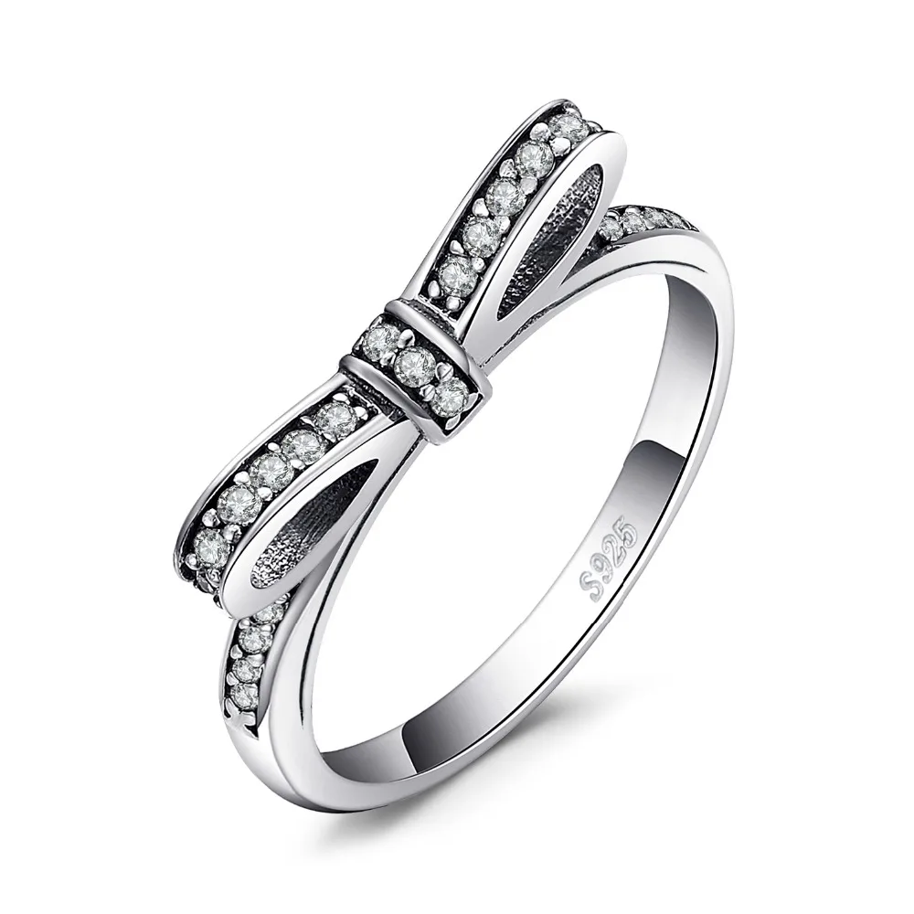 Jewelrypalace стерлингового серебра 925 Простой бантом Ясно Цирконий кольцо Юбилей