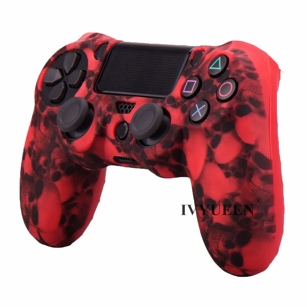 IVYUEEN вода трансферная печать Череп силиконовый чехол для Play Station 4 PS4 Pro тонкий контроллер сцепление Кепки для Dualshock 4 IPad Mini