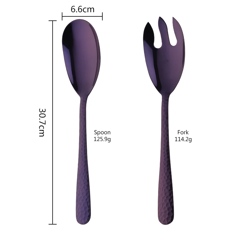 Purple 2 pcs Большая салатная сервировочная ложка, вилка, набор микс ложек, горячий горшок, каша, инструмент для общественного ресторана, сервировочная посуда, с использованием буфета, посуда - Цвет: Purple 2 pcs