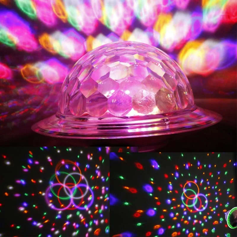 Светодиодные лампы для дискотеки с автоматическим вращением RGB E27 лампочки