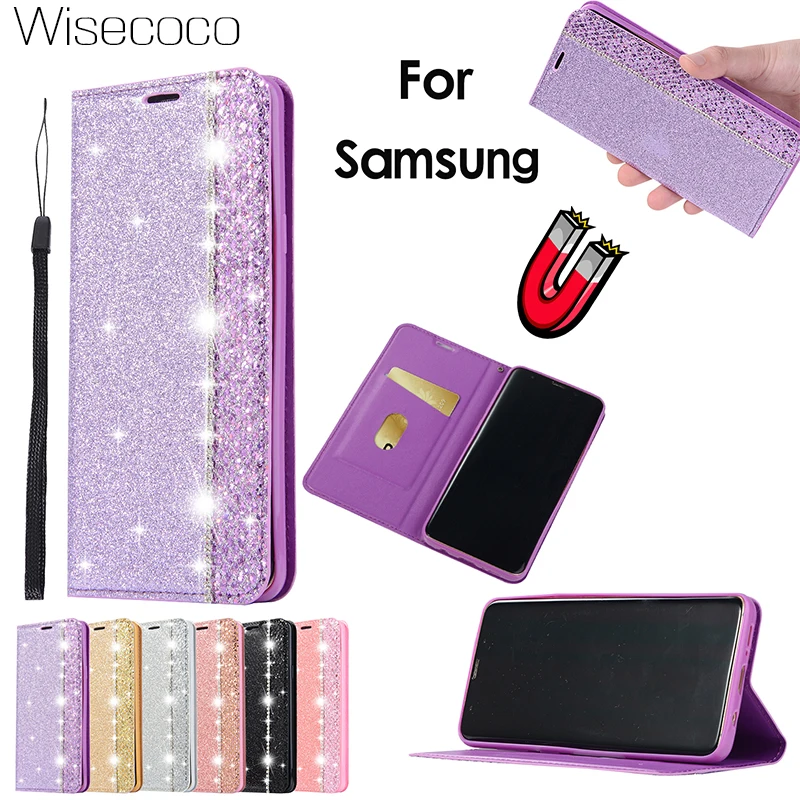 Роскошный кожаный чехол кошелек S10plus для Samsung Galaxy S8 S9 S10 Plus S10E S7edge Note 8 9 блестящий