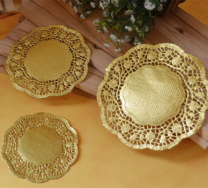 5 5/6 5/7 дюймов золото/сито бумага doilies дома diy украшения кружева аксессуары круглой