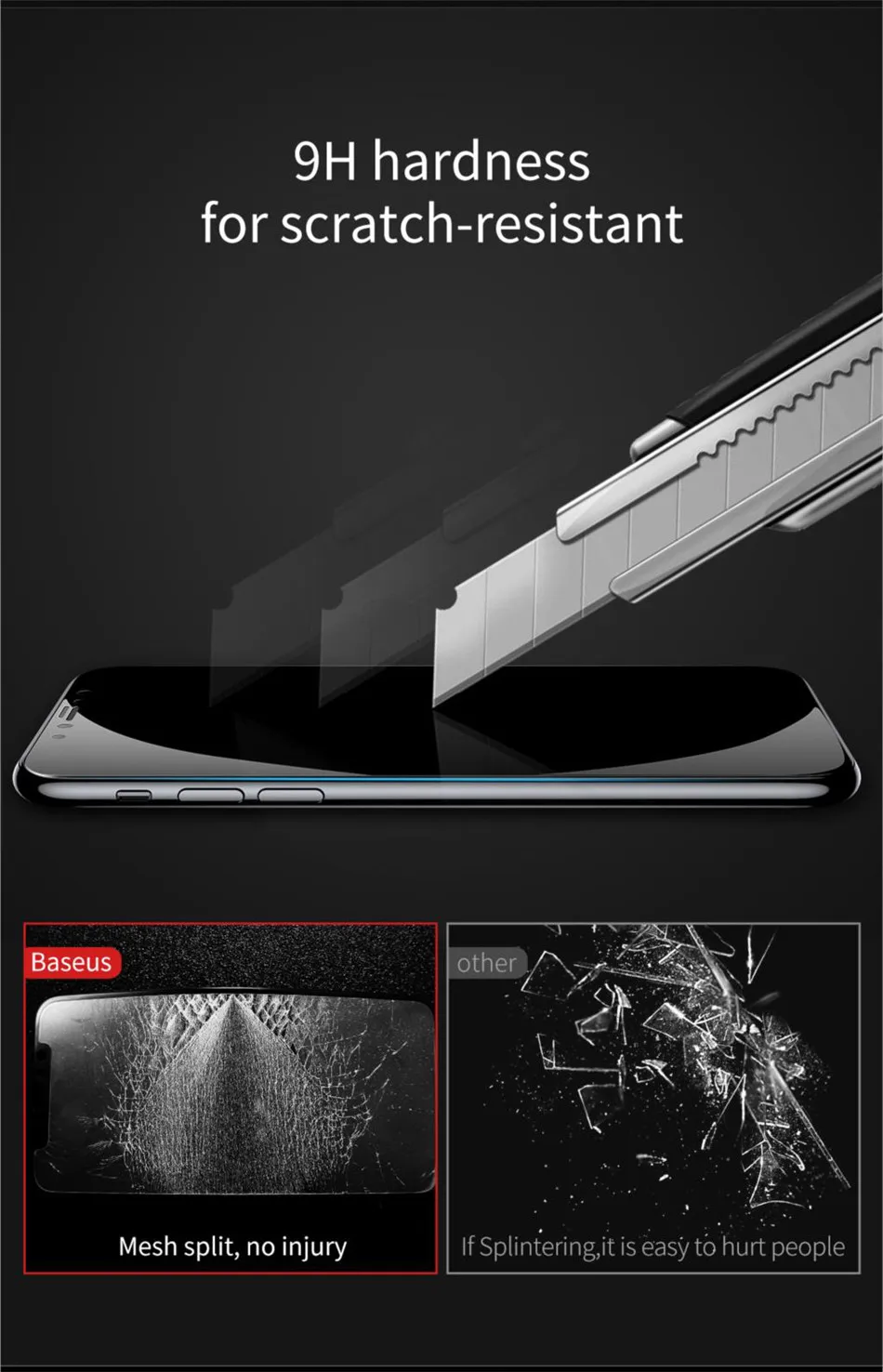 Закаленное стекло Baseus для iPhone X, 8, 7, 6 Plus, защита экрана 0,23 мм, мягкое защитное 3D изогнутое стекло для iPhone X