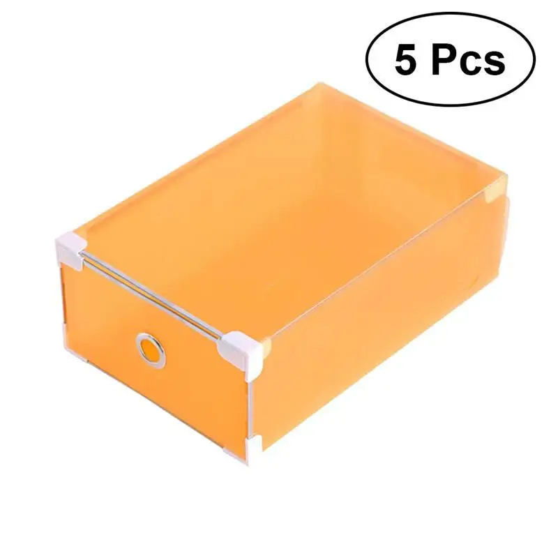 Yellow OUNONA 5 шт. коробка для обуви прозрачный пластиковый ящик для хранения обуви Органайзер для женщин девочек(оранжевый - Цвет: Yellow