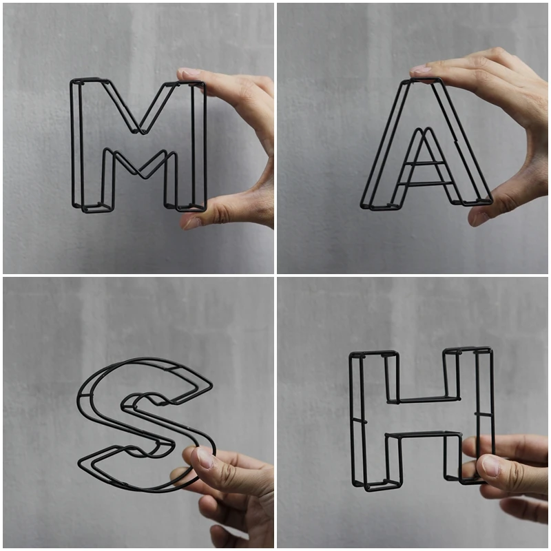 Железная буква ручной работы черная матовая комбинация сделай сам A B C D E 26