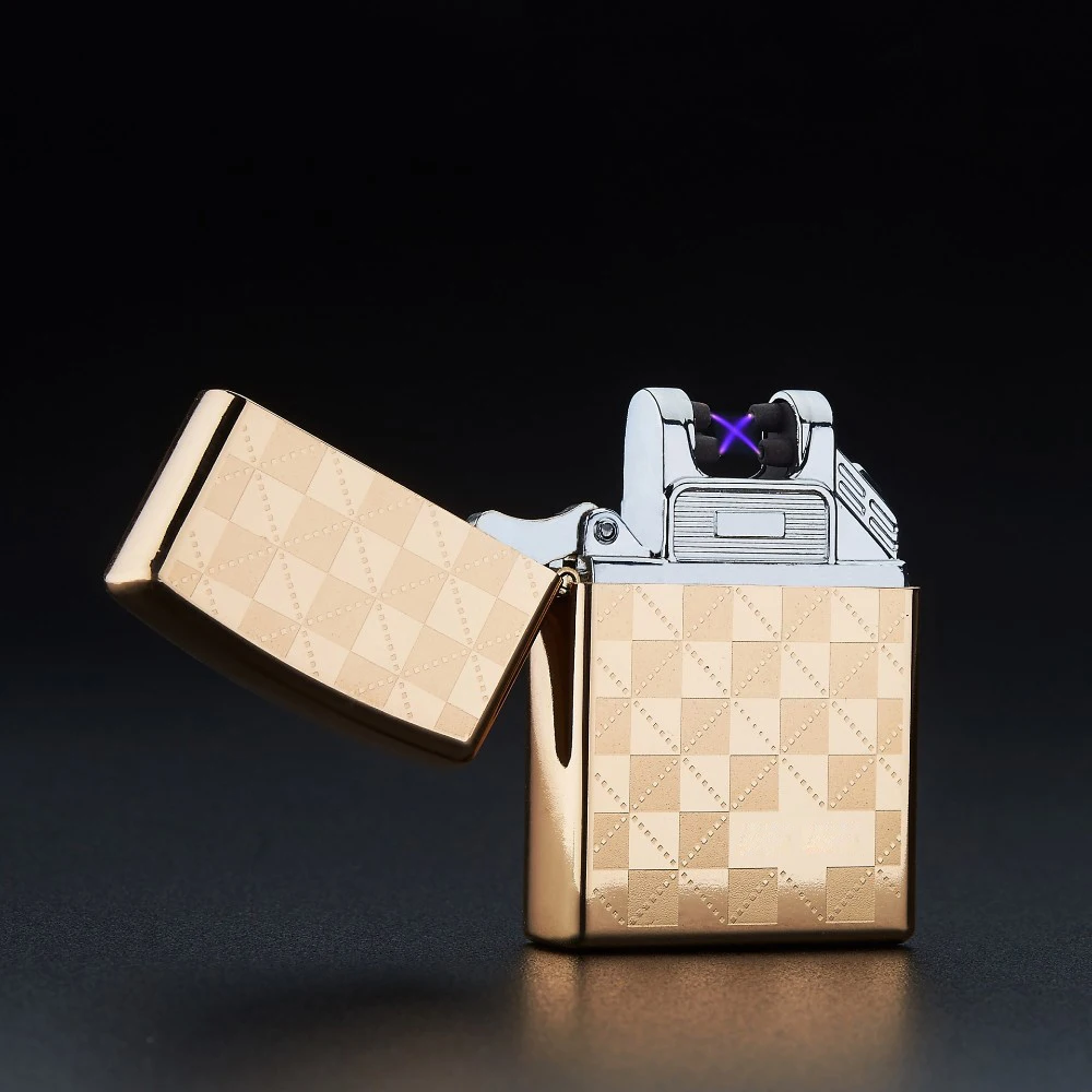 Новая дуговая зажигалка двойная тонкая ветрозащитная сигаретная индивидуальная