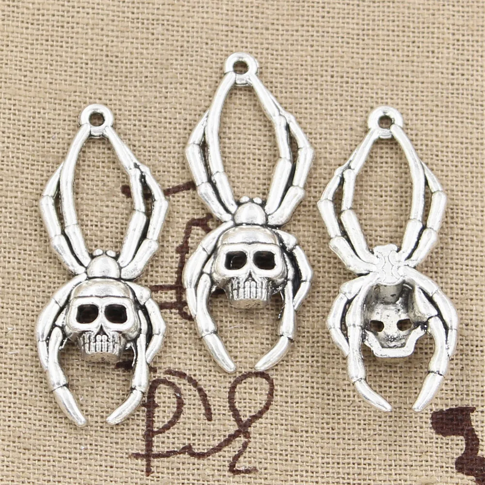 Подвеска ручной работы в виде черепа или паука 40x16 мм 8 шт.|craft pendant|charms skullskull charms |