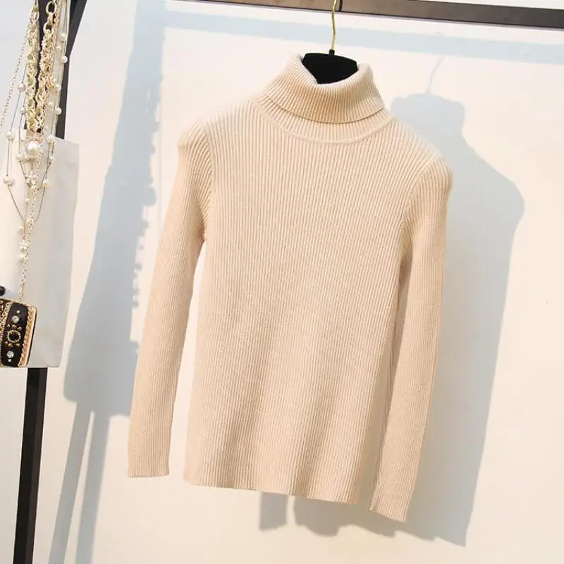 Базовые Женские зимние свитера пуловеры водолазка с длинным рукавом Женский