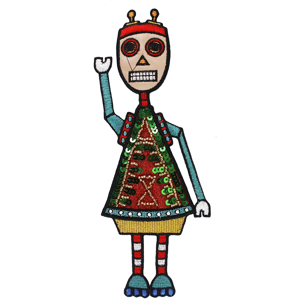 Нашивки с блестками для одежды вышивкой в виде робота 1 комплект нашивки