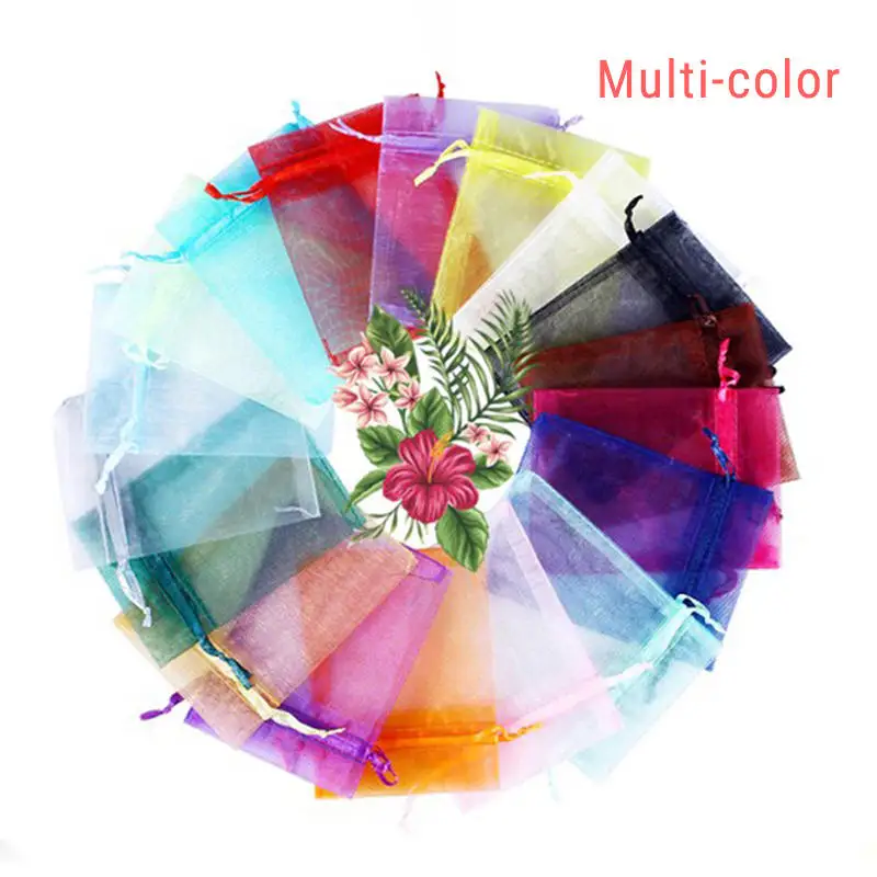 multi color KEJIALAI 5X7 7x9 9x12 10x15 см 50 шт. 17 цветов сумка для ювелирных изделий свадебный подарок мешочек из органзы для ювелирных изделий упаковка для ювелирных изделий - Цвет: multi color