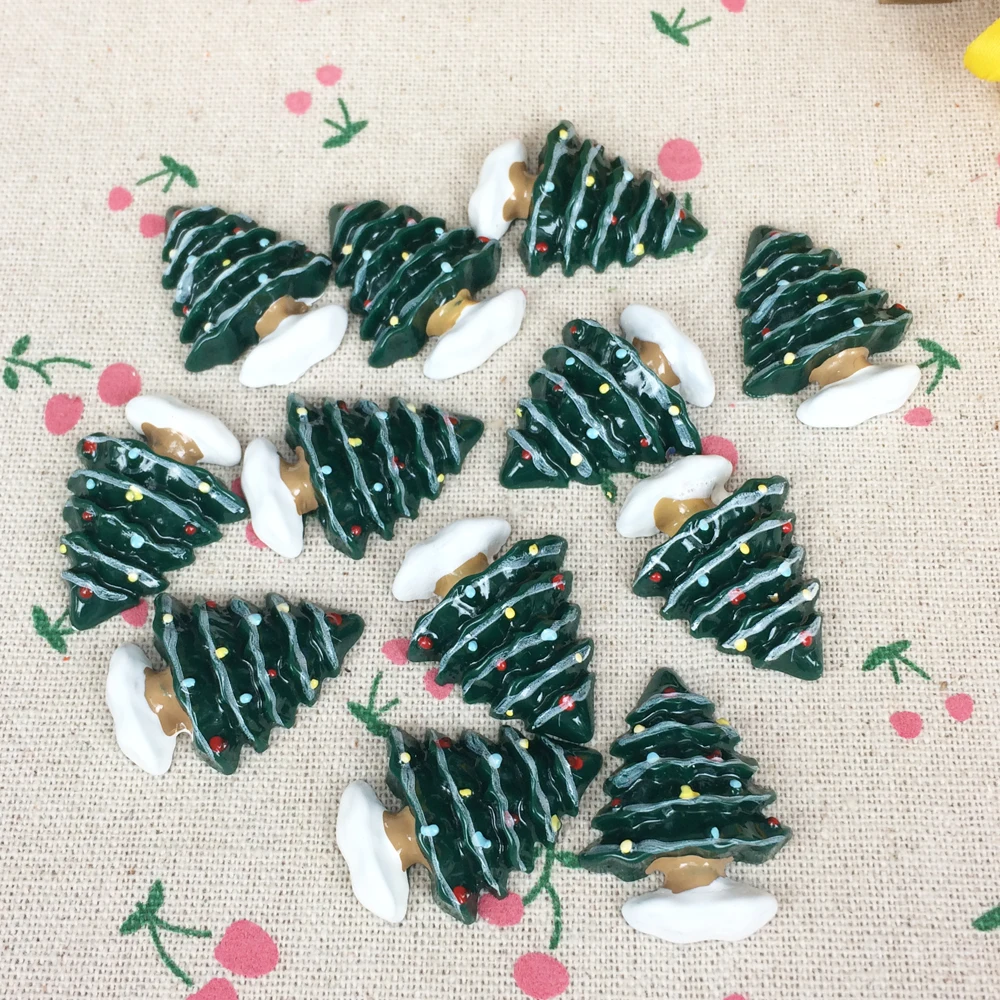10 шт. Кабошон из смолы с плоской задней стороной кавайная Рождественская елка