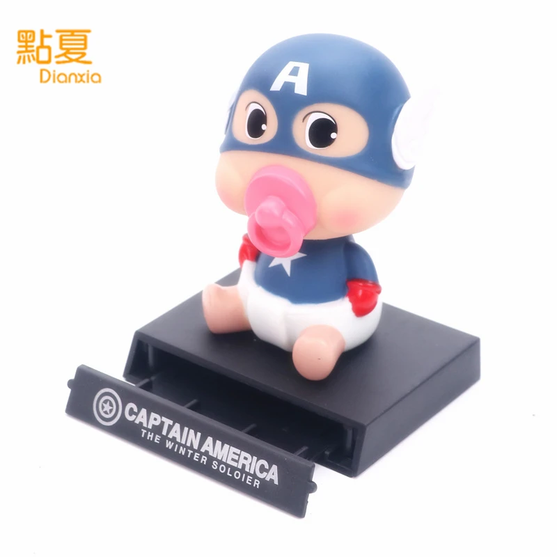 DIANXIA 12CM Anime Captain America Baby Nipple Car Decoration Shaking His Head Doll Phone Bracket Action Figure Toy DX003 | Игрушки и