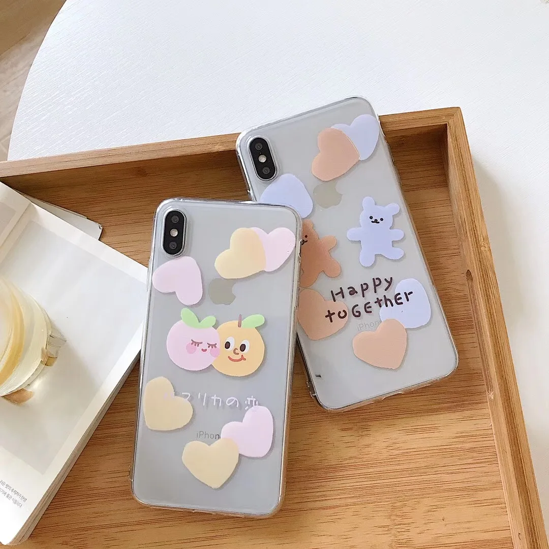 INS Корея милые животные персик любовь медведь чехол для телефона iphone Xs MAX XR X 6 6s 7 8