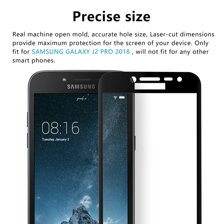 UPaitou полное покрытие из закаленного стекла для samsung Galaxy J2 Pro 2018 экрана протектор