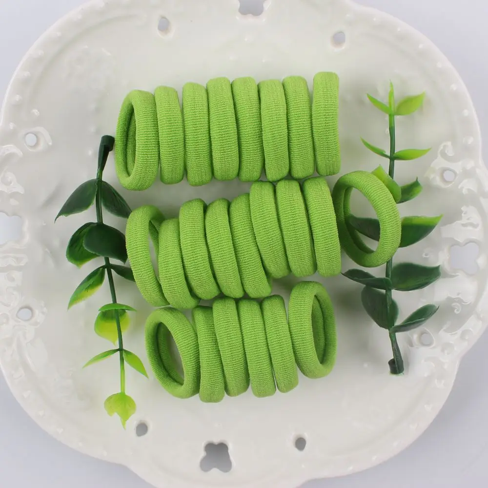 Grass green Новинка года, модные эластичные резинки для волос для девочек, конский хвост, держатель для головы, веревка для волос, маленькие, свежие, 5 цветов, аксессуары для волос для детей, 100 шт - Цвет: Grass green