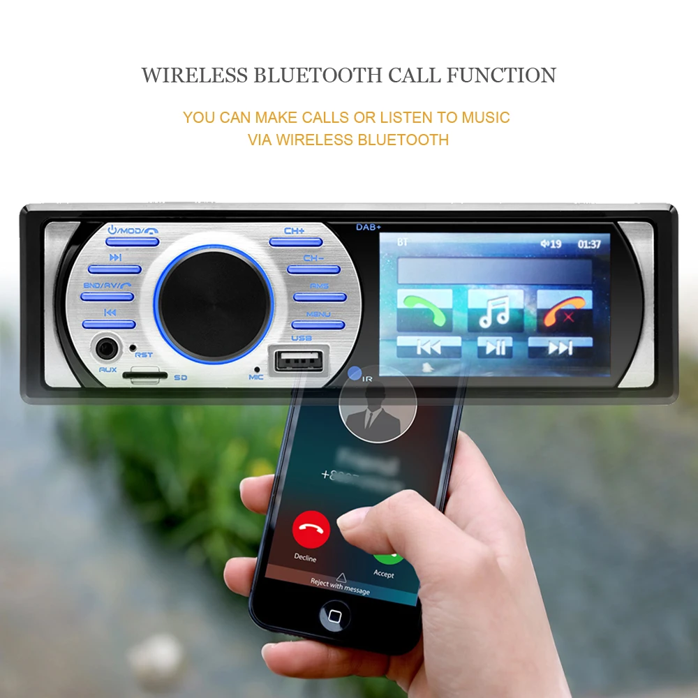 Amprime Авторадио dab 1 Дин Аудио стерео радио мультимедиа MP3 MP5 плеер Bluetooth FM ресивер
