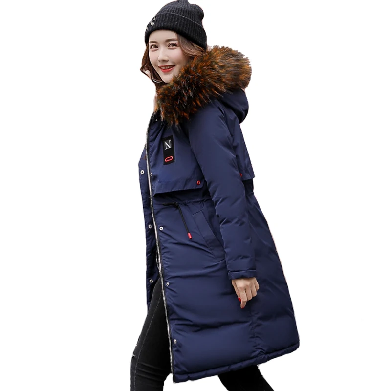 2019 Высокое качество теплая толстая зимняя куртка женская с капюшоном Длинная обе