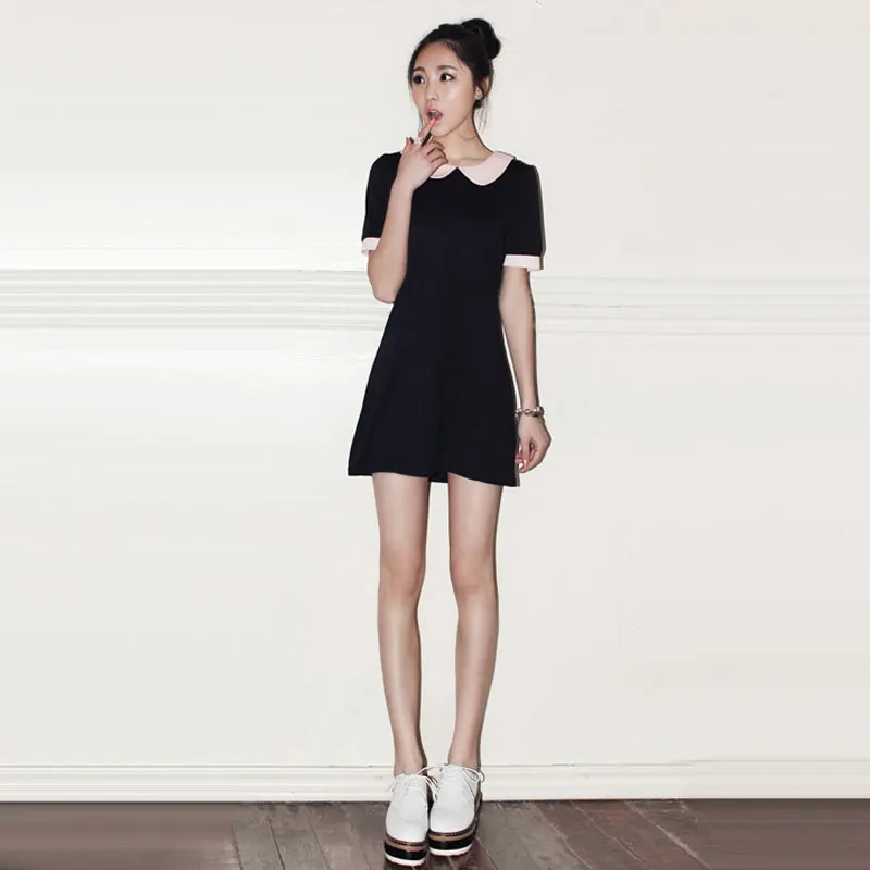 2014 fall fashion Korean Ladies doll collar short sleeved dress of self-cultivation backing | Женская одежда