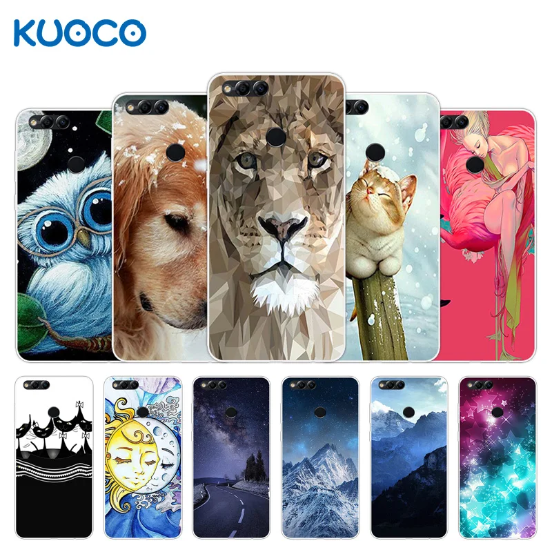 Чехлы для Huawei Honor 7X мягкие силиконовые чехлы с пейзажем дизайнерский чехол задняя