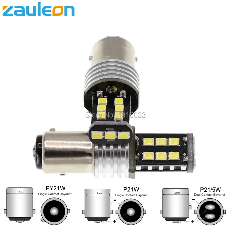 Zauleon 2 шт. 1156 P21W PY21W 1157 P21/5 W BAY15D Светодиодные Автомобильные огни DRL свет резервного