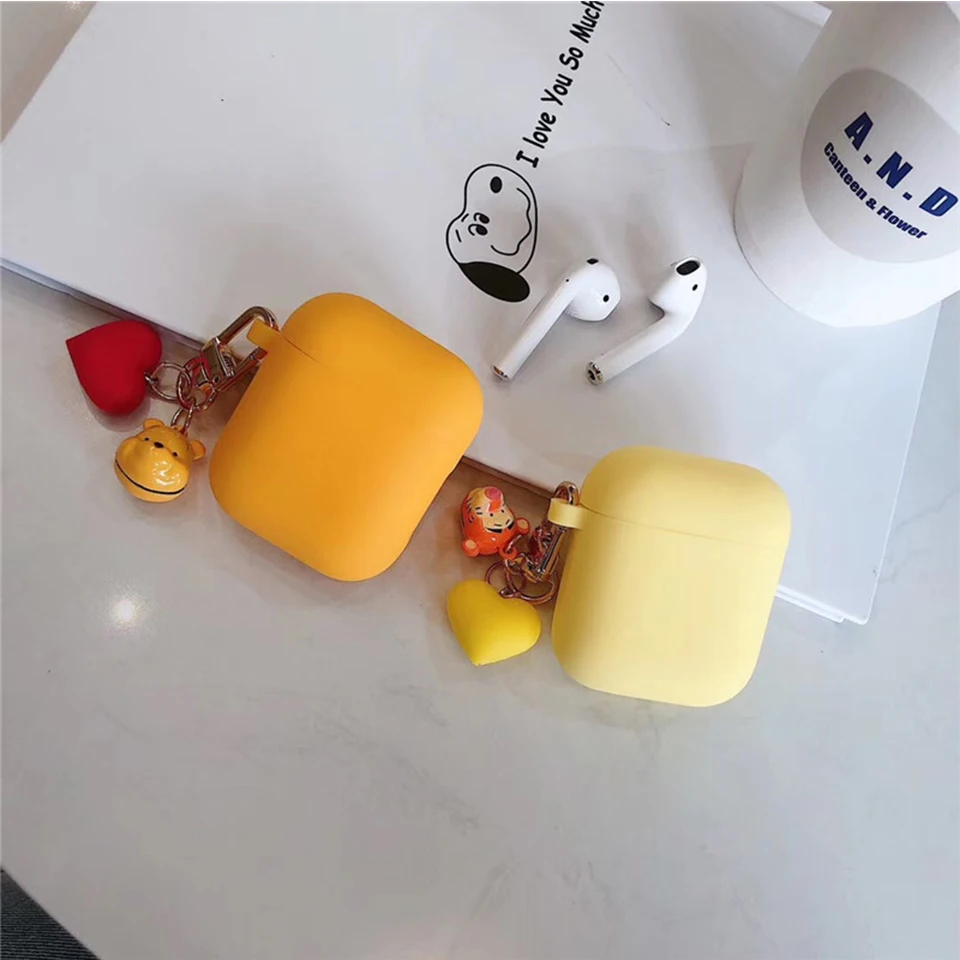 Милый мультяшный декоративный чехол для Apple Airpods, чехол, аксессуары, Bluetooth, беспроводной чехол для наушников, Сумка с кольцом для ключей, колокольчик