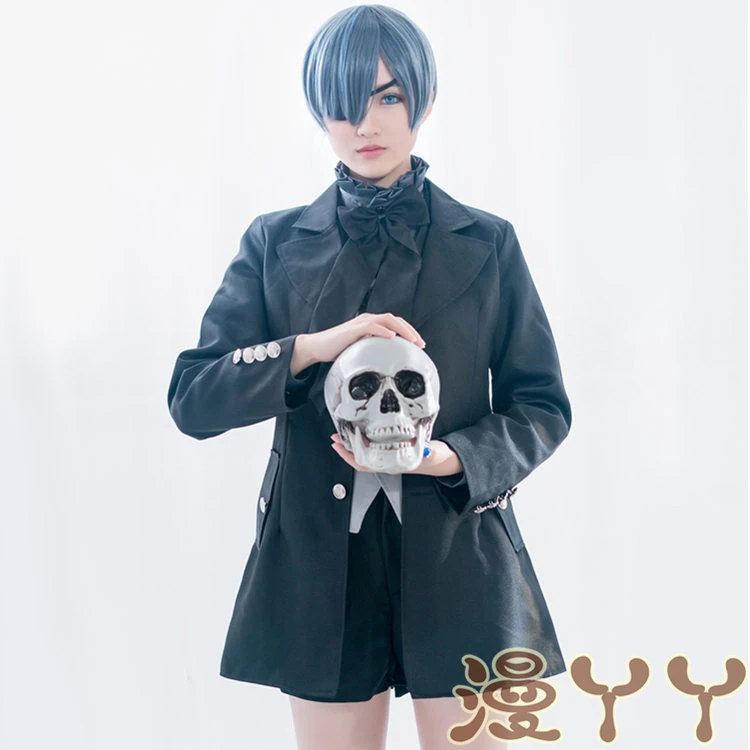 Костюм для косплея Kuroshitsuji Sky Phantomhive Cos костюм демона аниме черный Батлер с кольцом