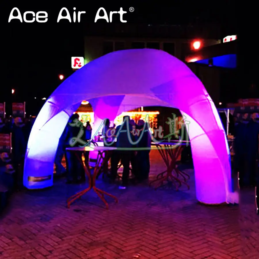 

Colorful Inflatable Spider Tent Event Stations Pop Up Lighting 6m Diameter White Fabric Dome With Lights For Promotion Or Party