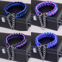 nylon outer and cotton core small medium and large dog collar hand made p chain collars walking dog neck set pet traction lead