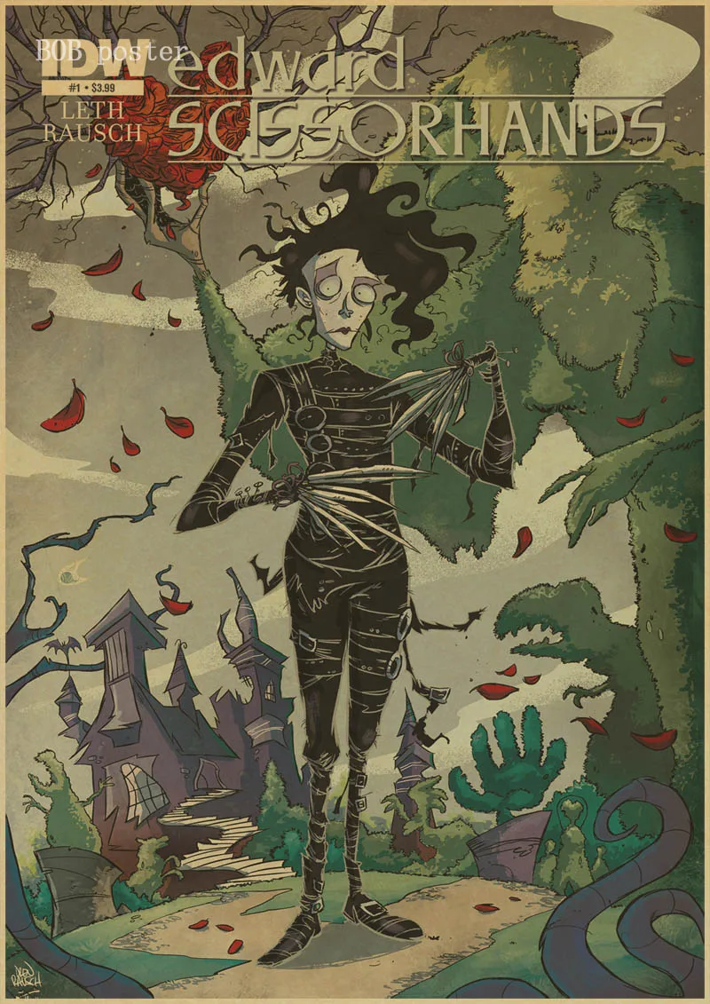 P028 Эдварда Scissorhands плакат классический постер фильмов в стиле винтаж ретро крафт настенная бумажная наклейка - Цвет: P028