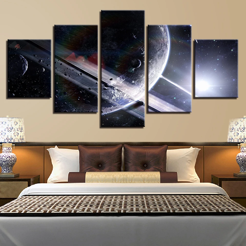 

Wall Art HD Prints Canvas Painting Home Decoration 5 Pieces Planet Landscape Modular Pictures Bedside Background Artwork Poster