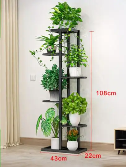 F Flower shelf indoor home multi-layer wrought iron flower pot rack balcony rack floor-standing living room rack plant rack - Цвет: F