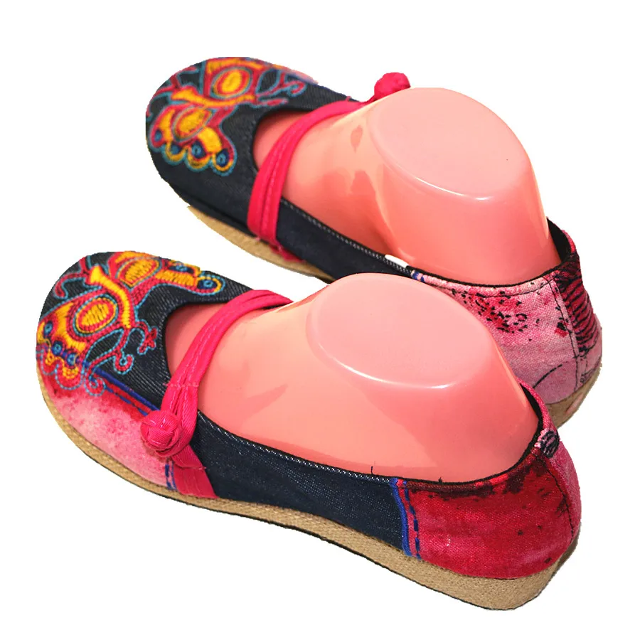 Туфли-лодочки женские с круглым носком винтажная вышивка ремешок на пуговицах