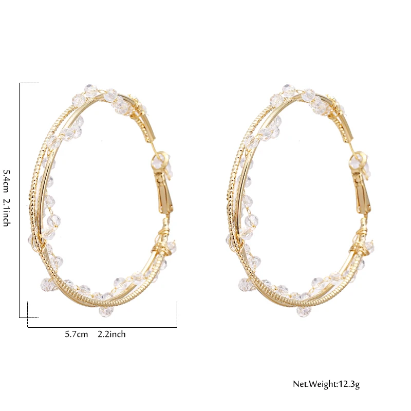 YMYW Exquisite Romantic Crystal Handmade Hoop Earrings Copper Statement Luxury 16 K Metal for Women Bride Jewelry 2019 | Украшения и