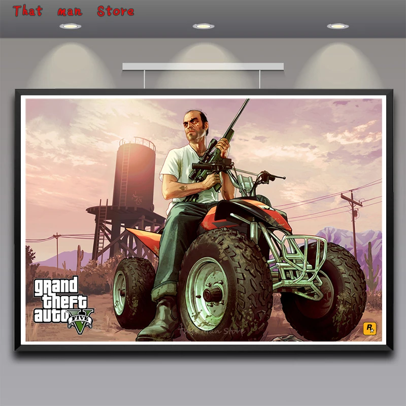 GTA 5 игровой плакат Grand Theft Auto V видео настенные художественные плакаты и печати для гостиной стены без рамы 42*30 см - Цвет: Лиловый