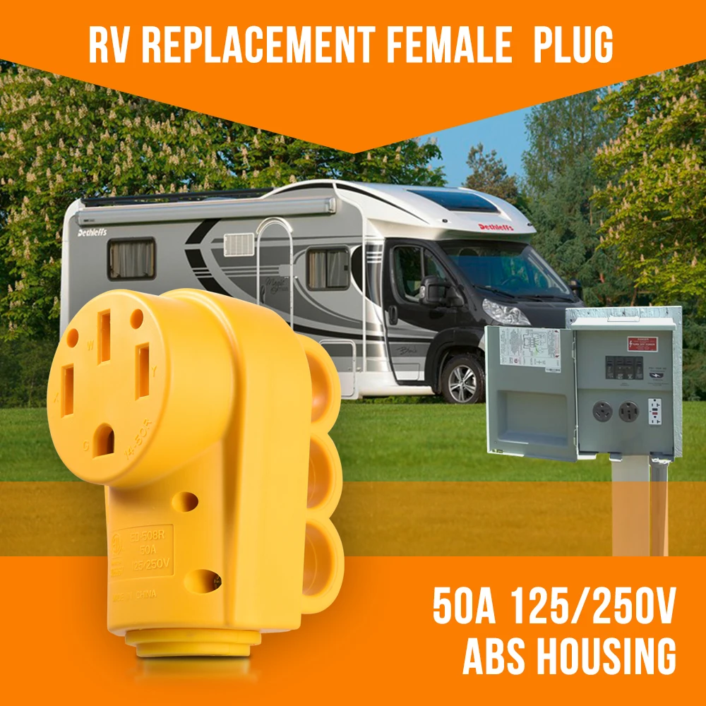 Сменная штепсельная вилка MICTUNING 125/250V 50Amp Heavy Duty RV Female с эргономичной ручкой 50A