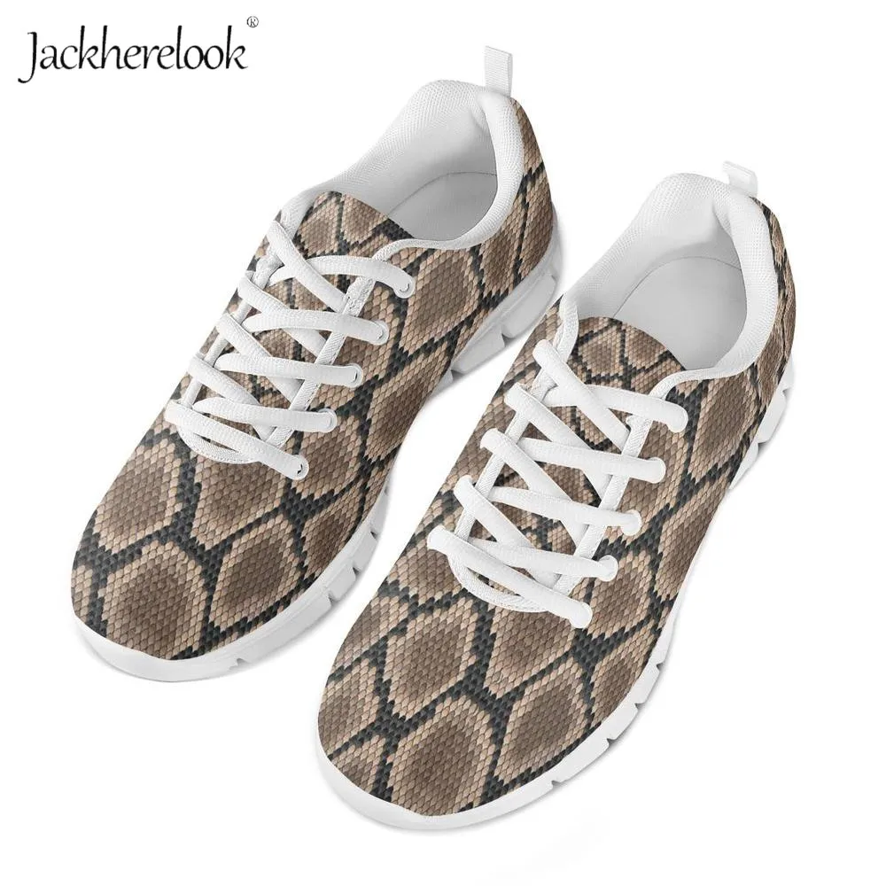 Кроссовки Jackherelook женские легкие Вулканизированная кожа Змеиный узор питона